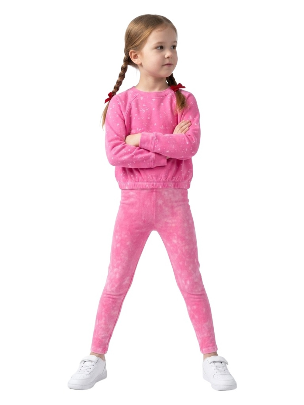 Splendid bleach splatter baby girl sweatshirt and leggings set